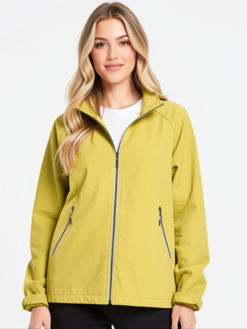 S🍀Vibrant Chartreuse Sportwear Utility Jacket Fall Oufit